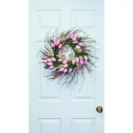 Worth Imports 22 in. Pink and White Tulip Raffia Wreath with Silk Flowers thumbnail 2