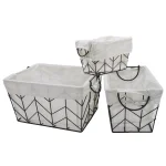 Admired By Nature Metal Wire Rectangular Nesting Storage Baskets, Set of 3 with Soft Cloth Lining thumbnail 2