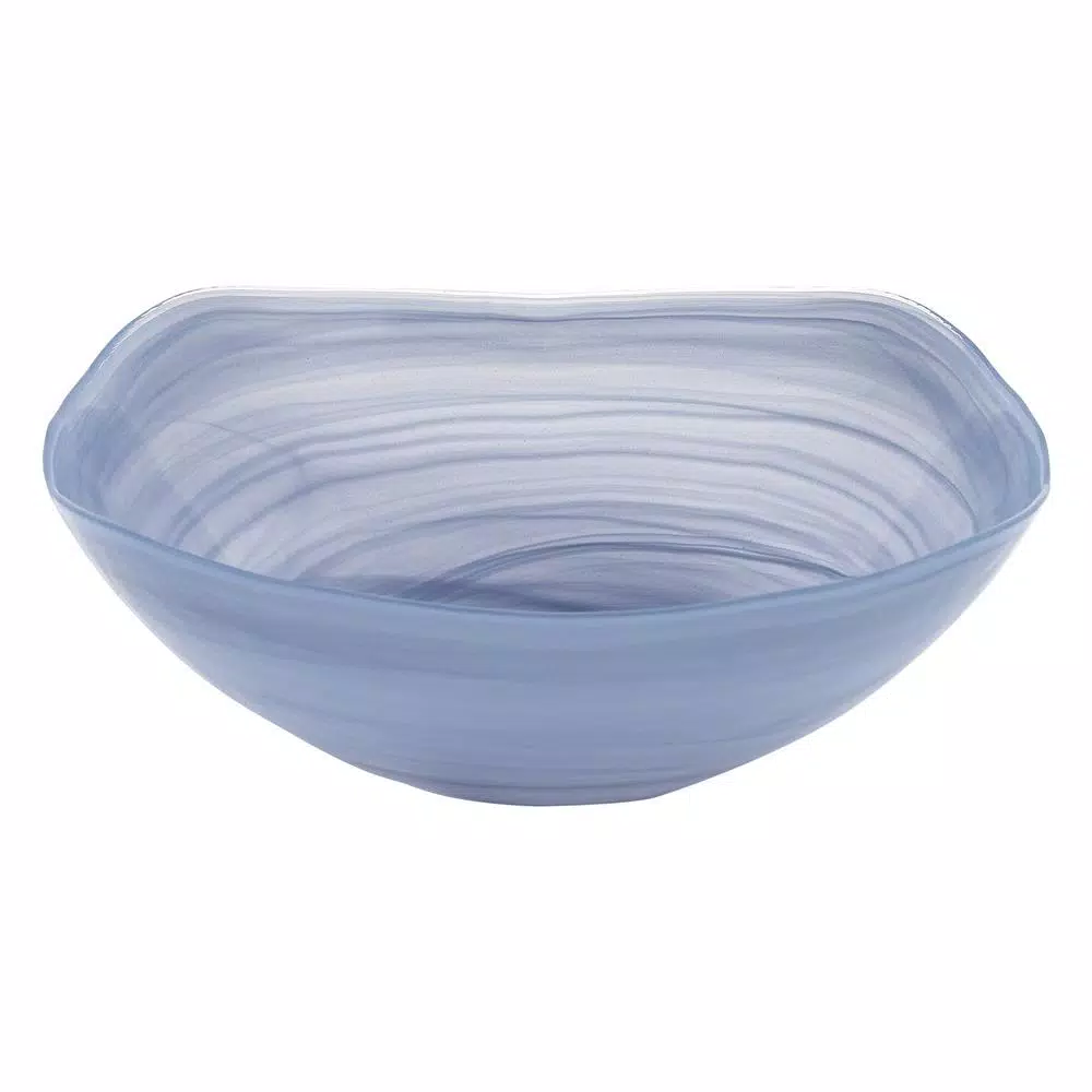 Badash Crystal Sky Blue Alabaster Glass 10 in. Squarish Serving Bowl