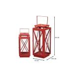 Home Decorators Collection Chili Red Metal & Glass Lanterns, Set of 2 thumbnail 2