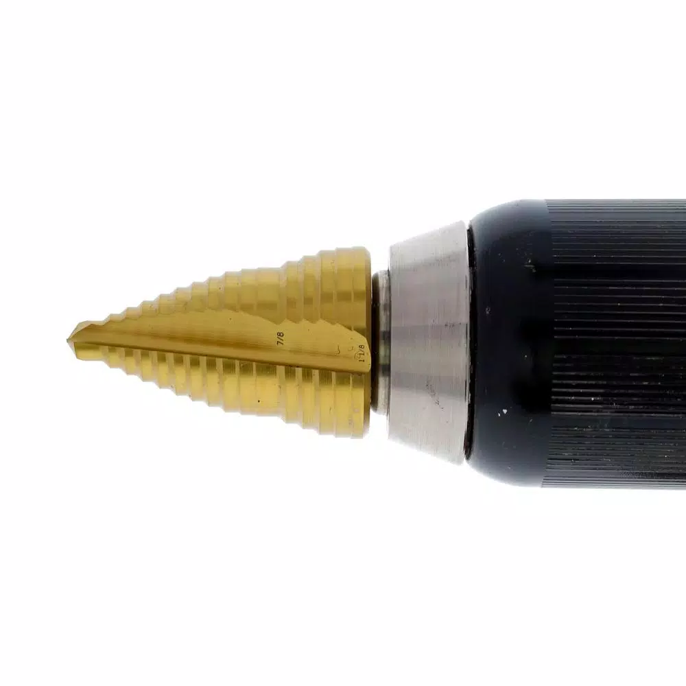 Ideal Titanium Nitride Coated Step Drill Bit, 1/4 in. to 1-1/8 in., Double-Fluted
