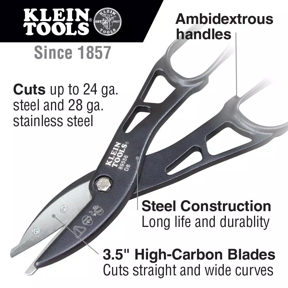 Klein Tools 12 in. Tin Snips with High-Carbon Steel Replaceable Blades