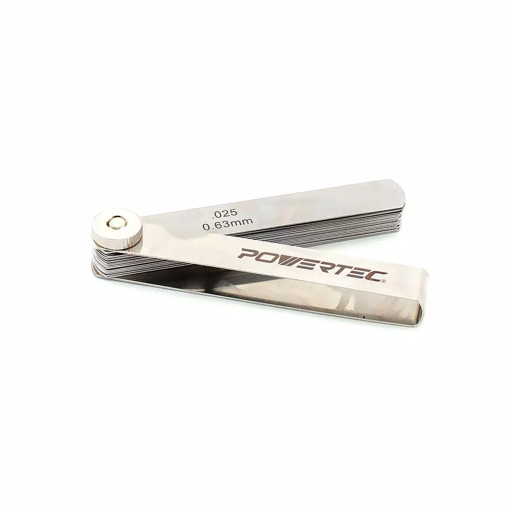 POWERTEC 26-Blade Feeler Gauge Set, 0.0015-0.025 in. Dual Marked Imperial and Metric