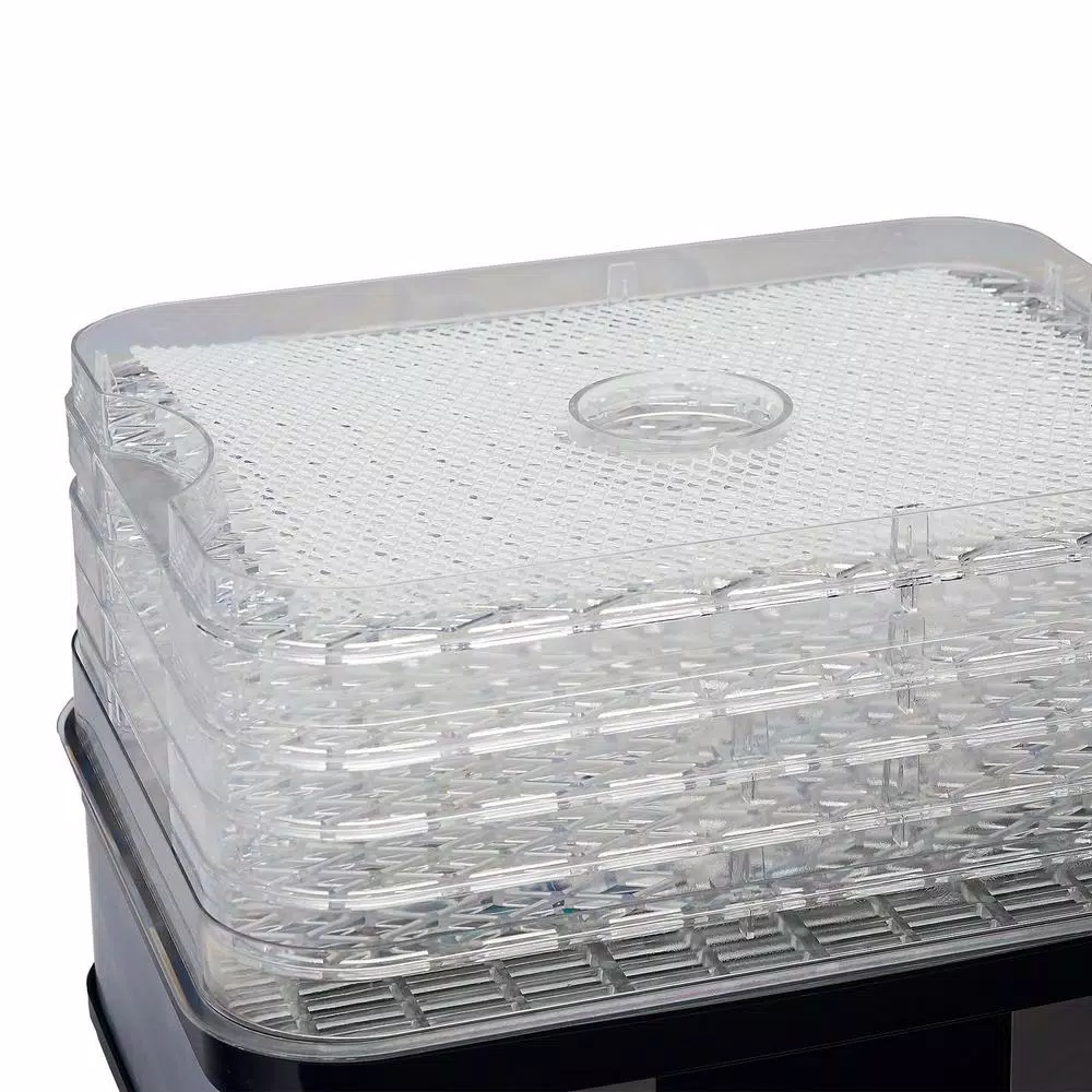 LEM 5-Tray Clear and Black Food Dehydrator with Digital Timer and Auto Shut-Off