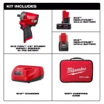 Milwaukee M12 FUEL 1/2 in. Stubby Brushless Cordless Impact Wrench Kit with 2 Batteries and Bag thumbnail 2