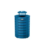 Suncast Commercial Suncast 35 Gal. Blue Metal Commercial Trash Can with Lid and Ash Receptacle thumbnail 2