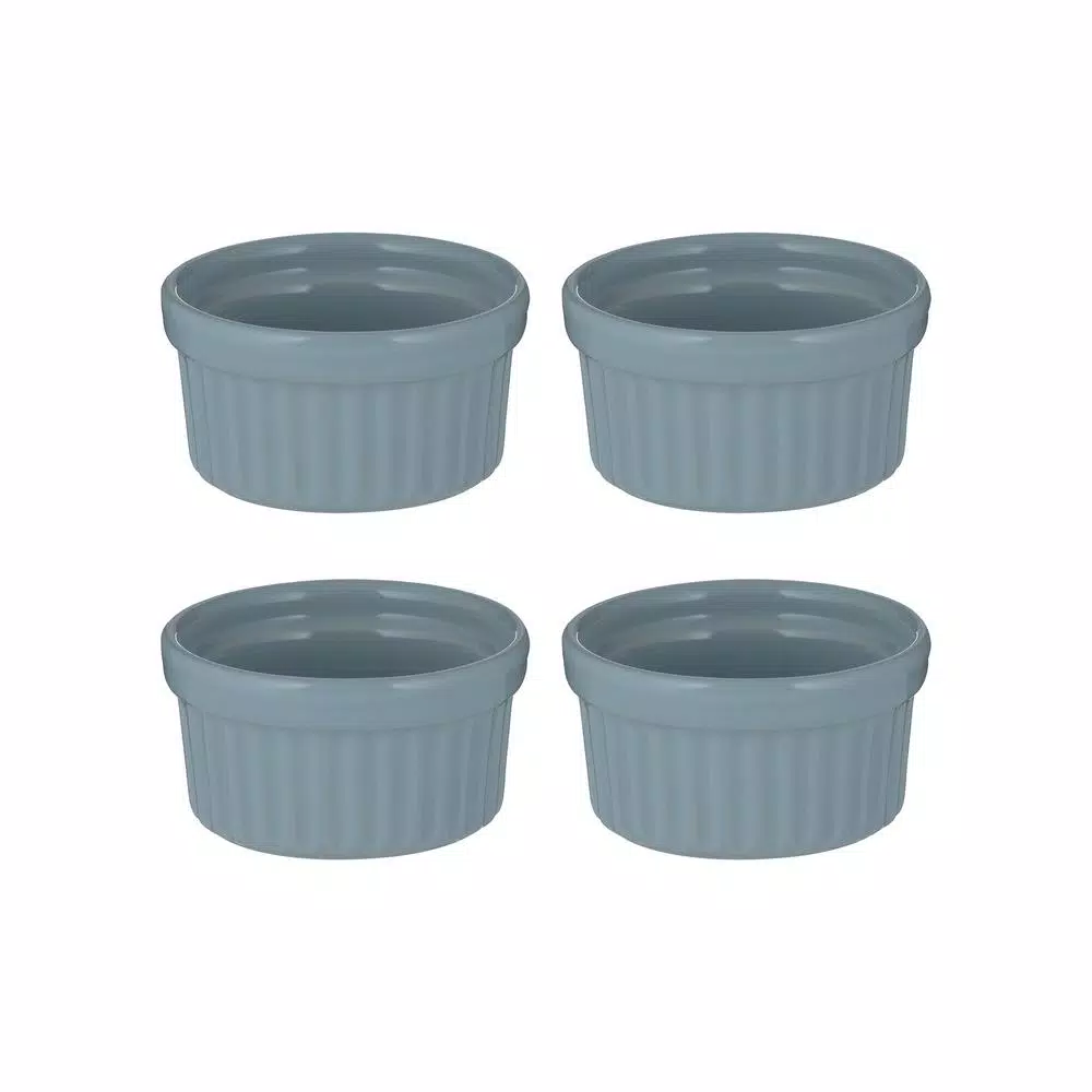 Mason Cash Classic 4-Piece Round Blue Stoneware Ramekin Set