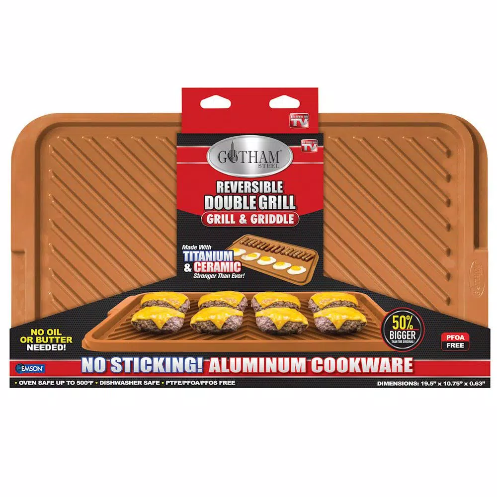 Gotham Steel 19.5 in. x 10.75 in. Ti-Ceramic Nonstick Reversible Double Grill and Griddle