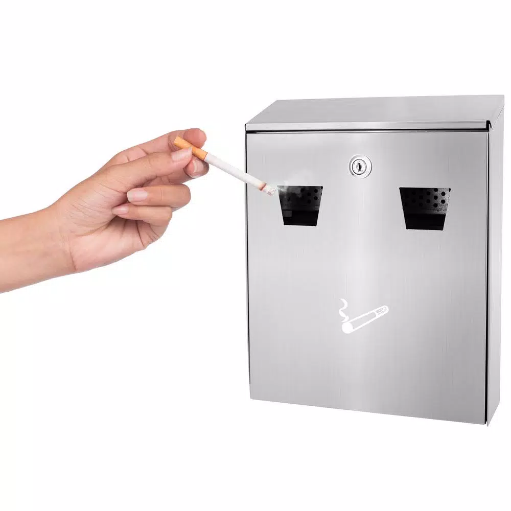 Alpine Industries Stainless Steel Wall Mounted Cigarette Disposal Station Outdoor Ashtray