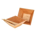 Heim Concept 4-Piece Bamboo Serving Bowl Set with Square Salad Bowls and Serving Hands thumbnail 1