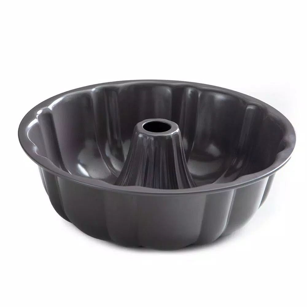 Saveur Selects Artisan Fluted Tube Bundt Pan, Carbon Steel, Gray