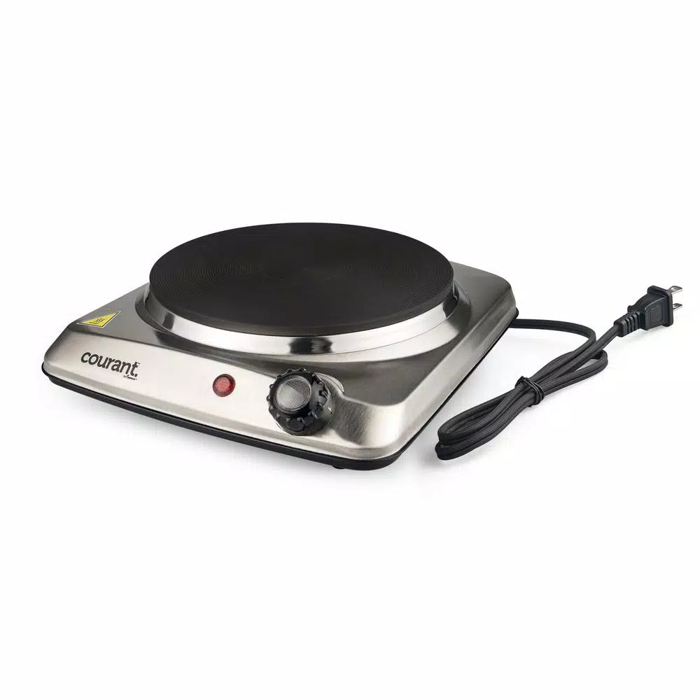 Courant 1000W Portable Single Burner Stainless Steel Hot Plate with 6.1 in. Cast Iron Plate