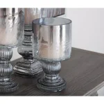 LITTON LANE 10 in. Smoked Black Hurricane Glass Baluster Candle Holder thumbnail 1