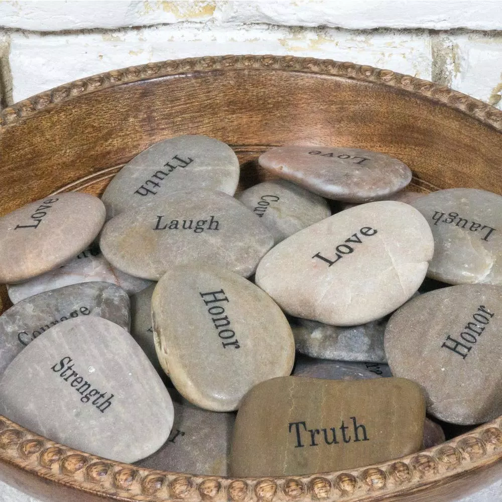Stonebriar Collection Stonebriars Inspirational Engraved Natural River Stone Set, 25 Count