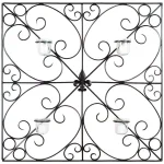 Safavieh Black Wrought Iron Square Votive Wall Decor Candle Sconce with Glass Holders thumbnail 1