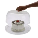 Mind Reader 10 in. Clear Diamond Acrylic Cake Stand with Cover, Elegant Dessert Display Tray thumbnail 3