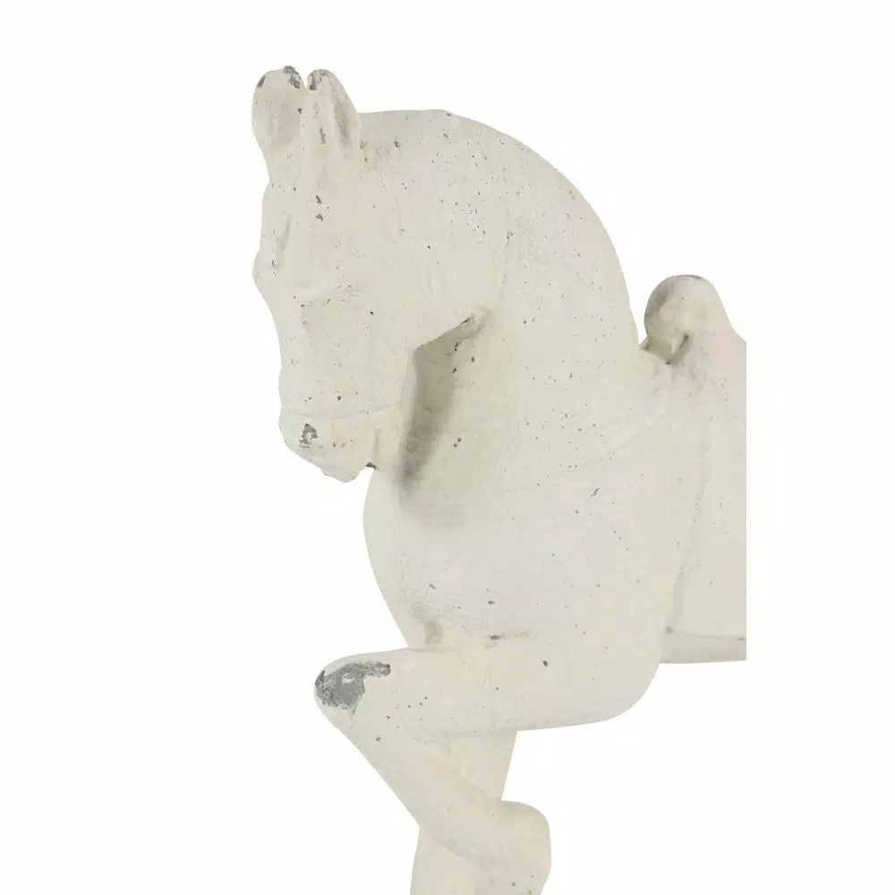 LITTON LANE Large Distressed White Horse Sculpture - Equestrian Fiberclay Statuary