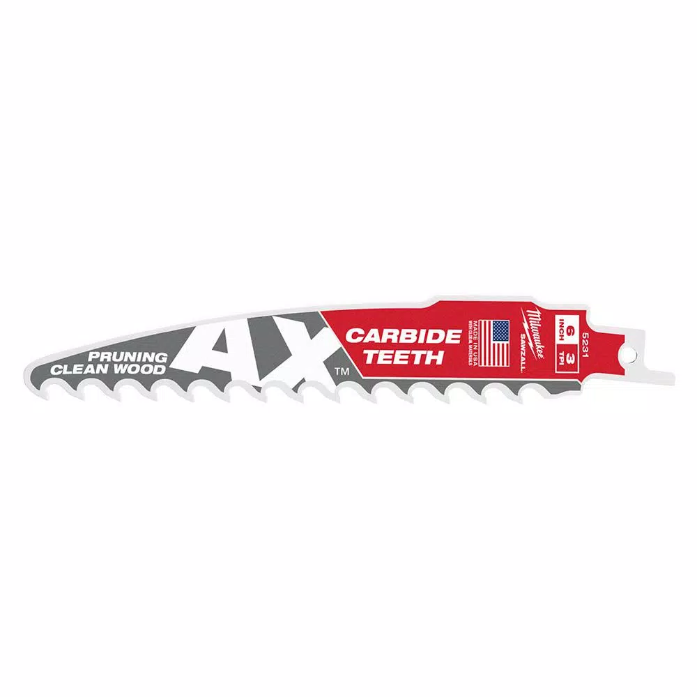 Milwaukee 6 in. Carbide Teeth Pruning Reciprocating Saw Blade, 3 TPI