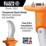 Klein Tools 1000V Insulated High-Carbon Steel Drop Point Straight Edge Knife thumbnail 2