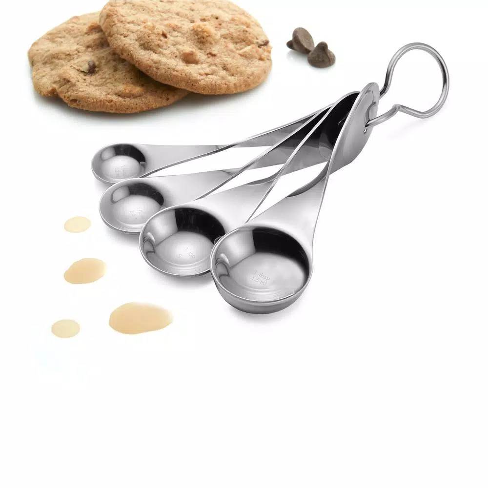 Nambe Twist Stainless Steel Measuring Spoon Set - 6 Piece Modern Kitchen Tool Set