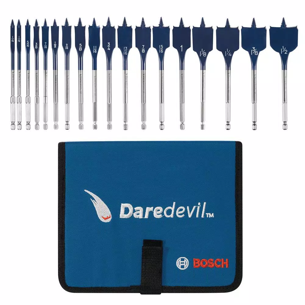 Bosch Daredevil High Speed Steel Spade Bit Set with Pouch, 18-Piece