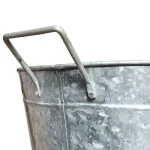 Benjara 1.1 Gal. Oval Galvanized Steel Embossed Tub with Side Handles, Silver thumbnail 6