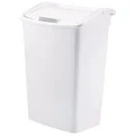 Rubbermaid 11.25 Gallon White Plastic Swing Lid Trash Can thumbnail 1