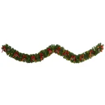 Nearly Natural 9 ft. Pre-lit Artificial Christmas Garland with Bows, Pinecones & 35 LED Lights thumbnail 1