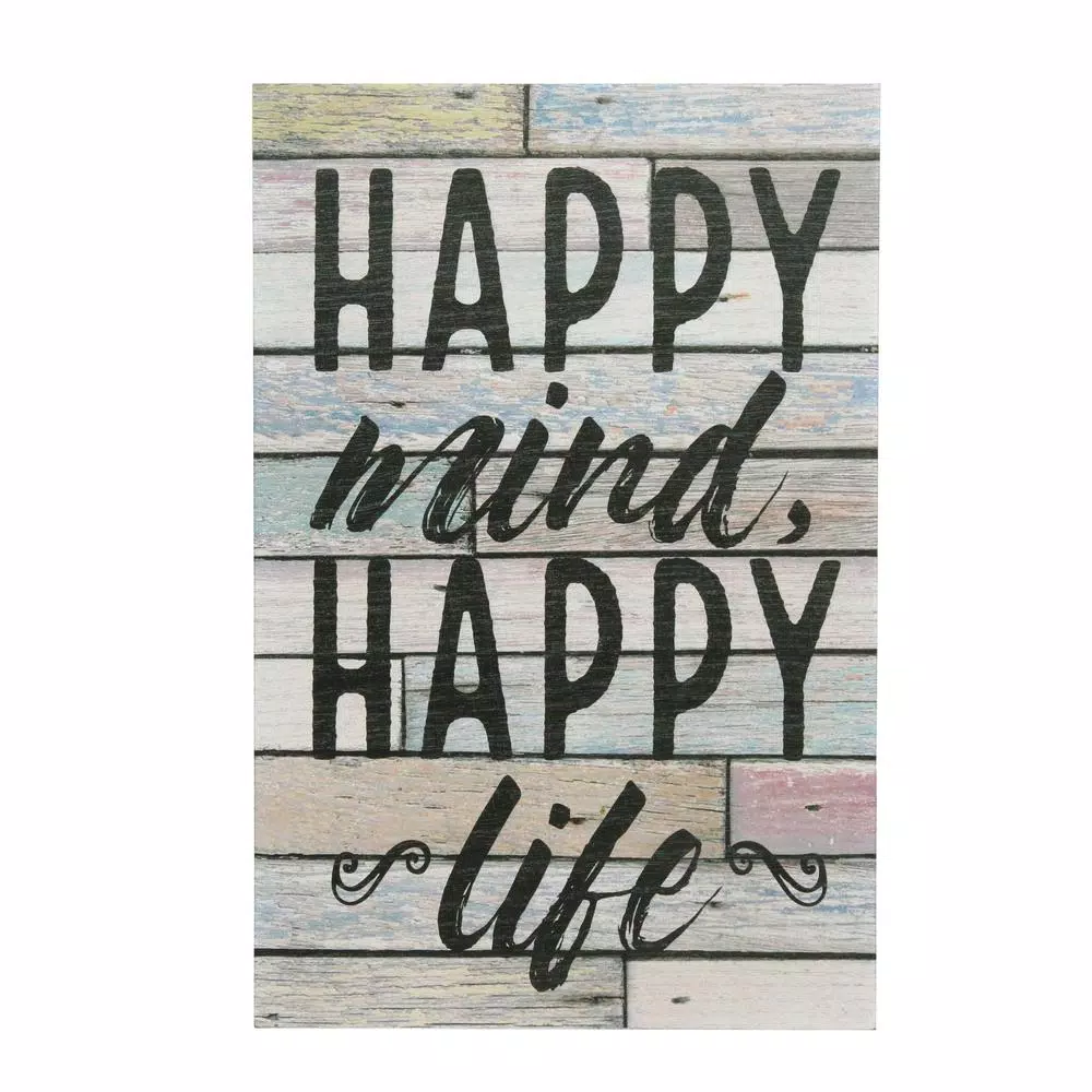 Stonebriar Collection Stonebriar Happy Mind Happy Life Wooden Wall Art Sign, 15 x 10 in.