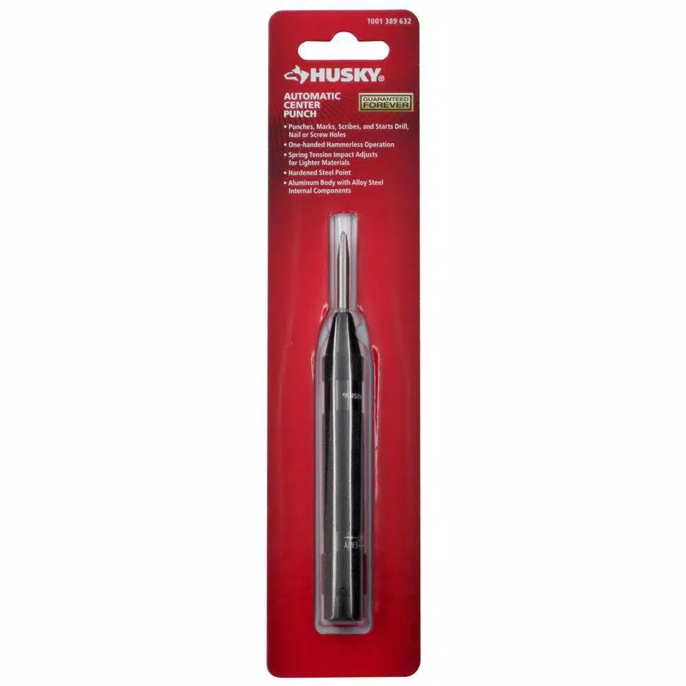 Husky 6 in. Automatic Center Punch with Aluminum Body and Hardened Steel Point