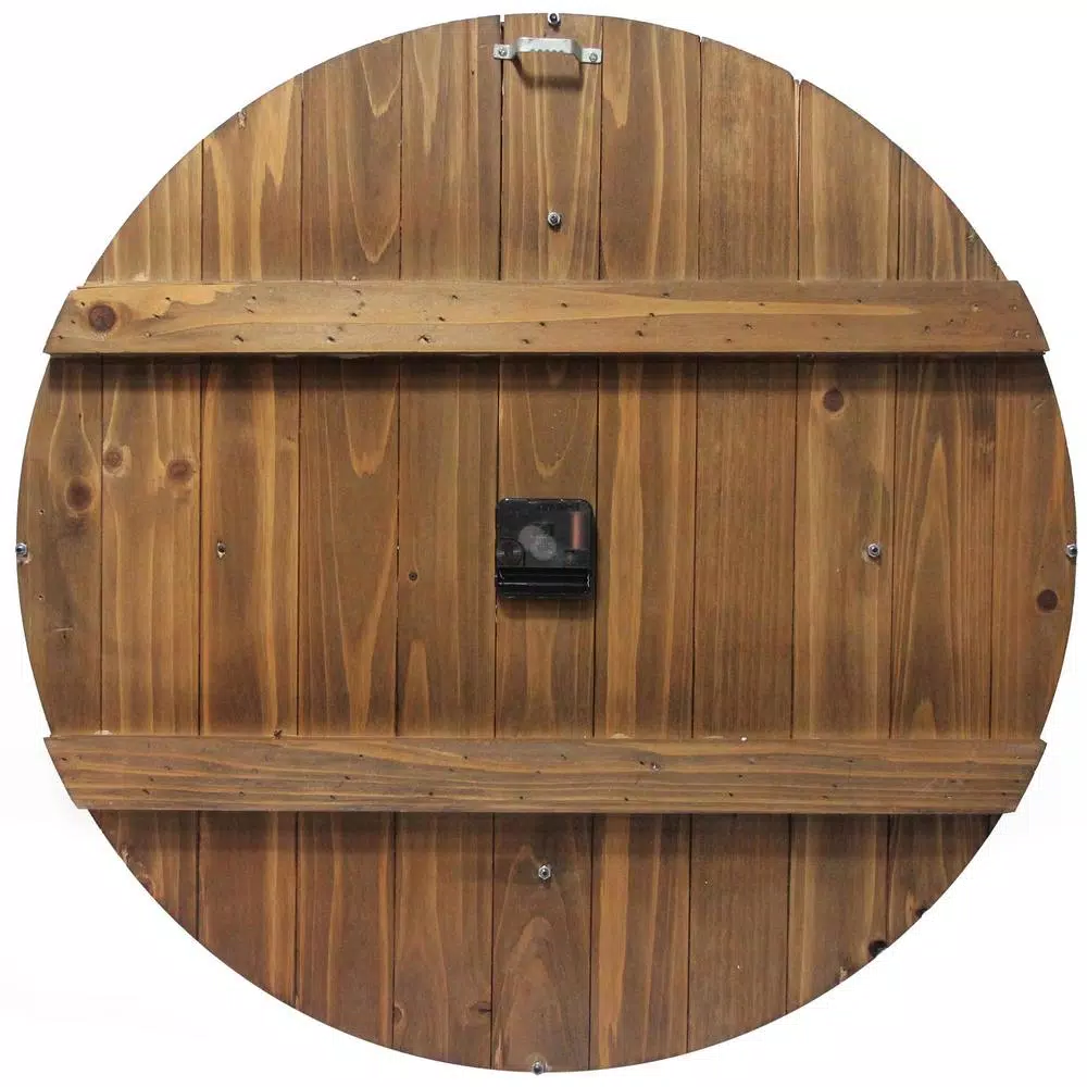 Infinity Instruments Wine Barrel 24 in. Wood and Steel Round Wall Clock