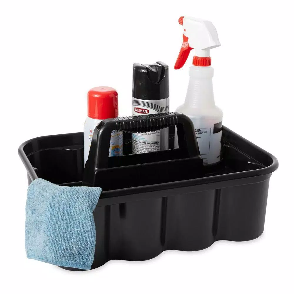 Rubbermaid Commercial Products Rubbermaid Deluxe Black Plastic Carry Caddy for Cleaning Supplies and Tools