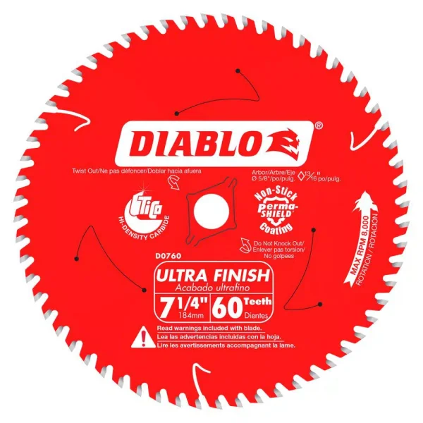 Diablo 7-1/4 in. 60-Tooth Ultra Finish Circular Saw Blade