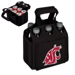 Picnic Time Washington State University Cougars 6-Bottle Insulated Neoprene Beverage Carrier, Black thumbnail 2