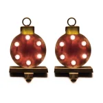 Glitzhome 2-Pack Marquee LED Stocking Holders - Metal Tree & Gift Box Holiday Decor thumbnail 1