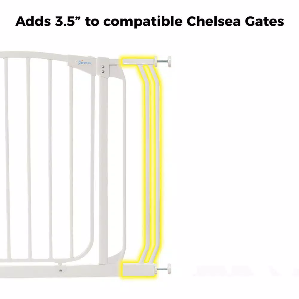 Dreambaby 3.5 in. Gate Extension for Chelsea Series Standard Height Child Safety Gates, White