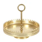 LITTON LANE Modern Reflections 13 in. Gold-Finished Aluminum Spiked Pedestal Tray Stand thumbnail 2