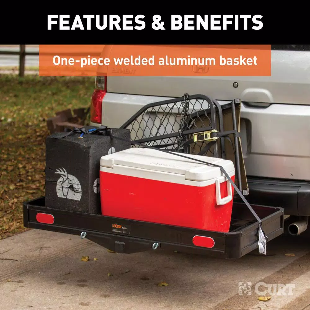 CURT 500 lb. Capacity Aluminum Basket Style Hitch Cargo Carrier, 2 in. Receiver, 49 in. x 22 in.