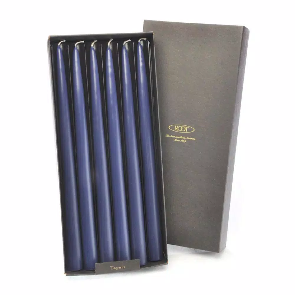 ROOT CANDLES A.I. Root 12 in. Dipped Taper Abyss Blue Dinner Candles, Box of 12