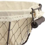 Stonebriar Collection 12 in. x 5 in. Iron Decorative Baskets with Fabric Lining and Wooden Handles, 2-Pack thumbnail 2