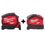 Milwaukee 2-Pack Tape Measure Set: 25 ft. W Blade & 16 ft. Compact Auto-Lock Measuring Tapes thumbnail 1