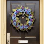National Tree Company 32 in. Blue Hydrangea Flower Wreath with Green Leaves, Cottage Style thumbnail 2