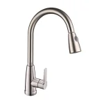 Vanity Art Brushed Nickel Single-Handle Pull-Down Kitchen Faucet with Spray Wand thumbnail 1
