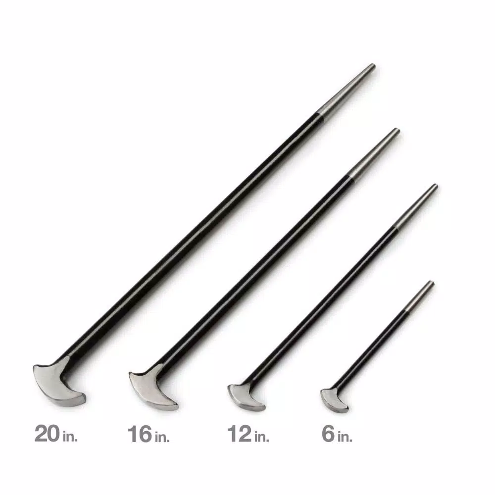 TEKTON 4-Piece Rolling Head Pry Bar Set, 6, 12, 16, 20 in.