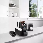 Mind Reader Black Coffee and Condiment Organizer with Integrated Sleeve Dispenser, Compact Space-Saving Design thumbnail 4