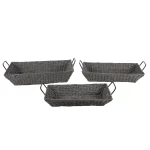 LITTON LANE Nesting Gray Seagrass Basket Trays with Black Metal Handles, Set of 3 thumbnail 2
