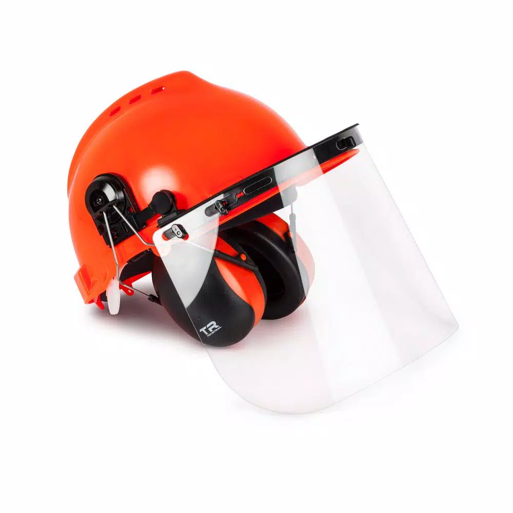 TR Industrial 5-in-1 Forestry Safety Helmet with Hearing Protection and Visors, Orange