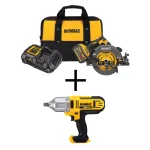 DEWALT FLEXVOLT 60V MAX 7-1/4 in. Brushless Circular Saw & 20V MAX High Torque Impact Wrench Combo Kit thumbnail 1