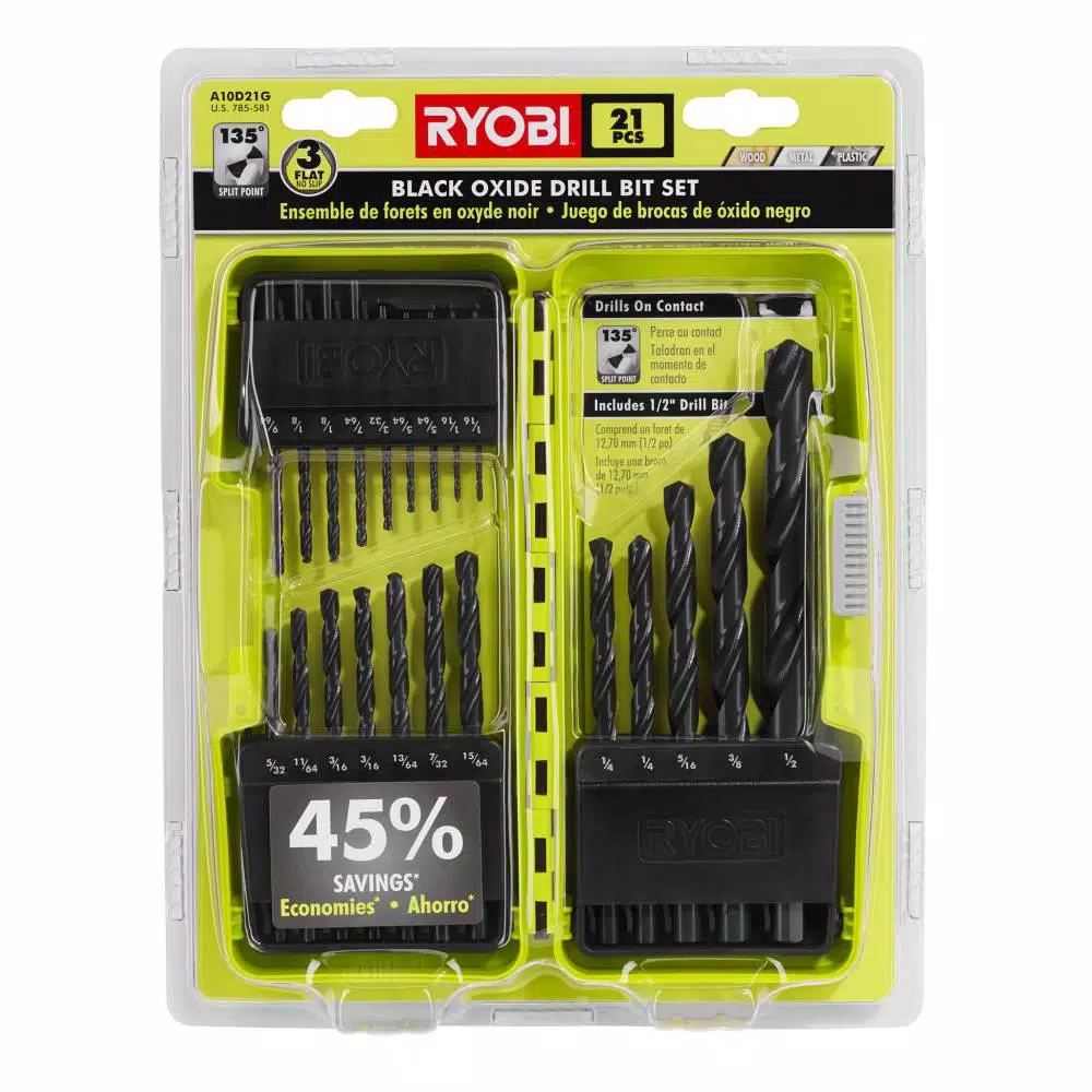 RYOBI 29-Piece Black Oxide Drill Bit Set and Impact Rated Driving Bit Set