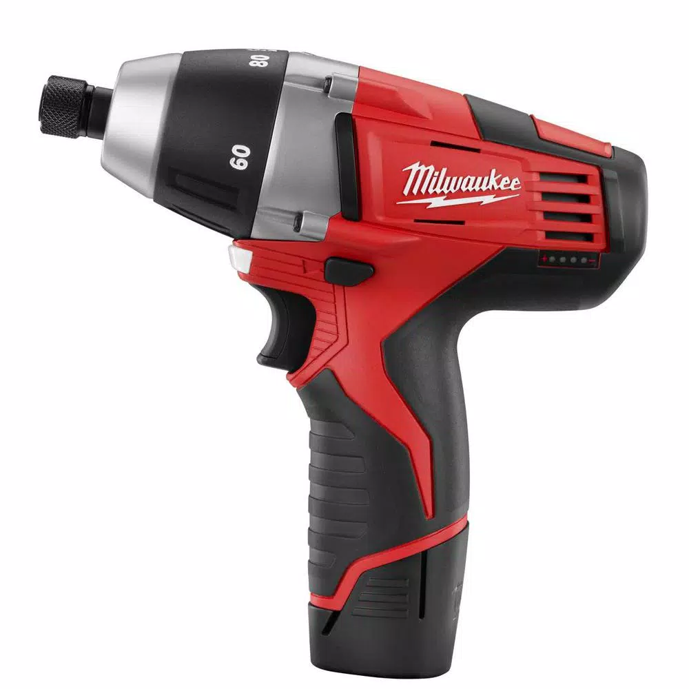 Milwaukee 2455-22 M12 12V Lithium-Ion Cordless 1/4 in. Hex No-Hub Driver Kit with (2) 1.5Ah Batteries & Hard Case